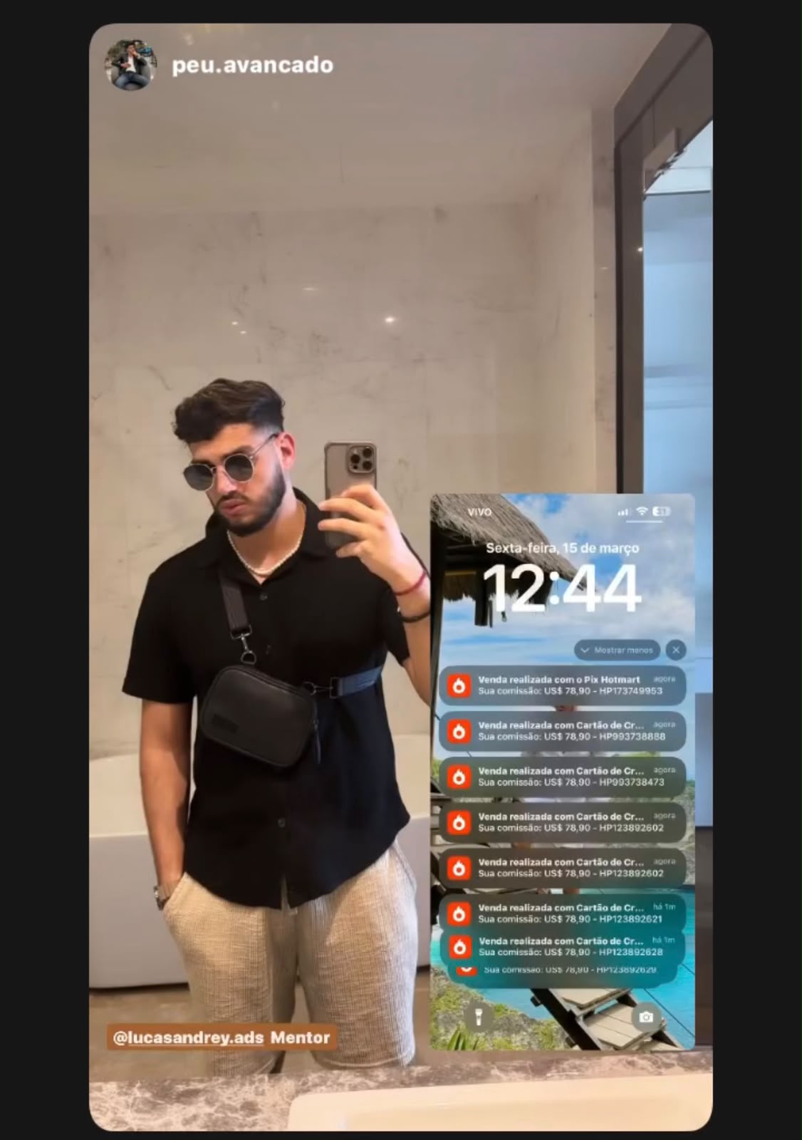 Aluno mentorado com as vendas rodando em tempo real