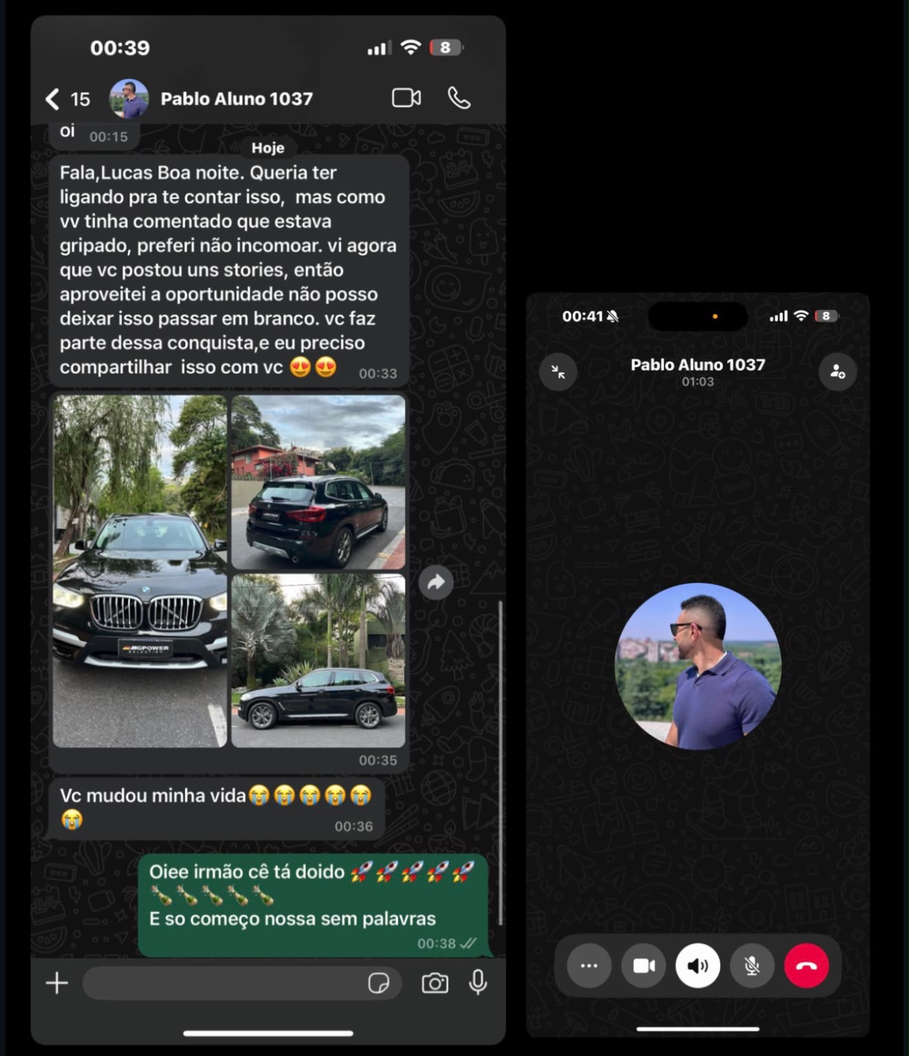 Print de aluno que comprou uma BMW X3